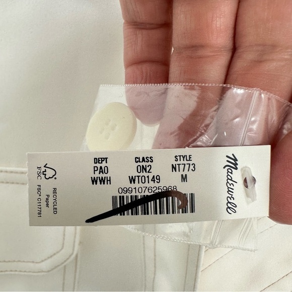 Madewell Women's Size Medium Contrast-Stitch Popover Shirt‎ Cream Classic Preppy - Picture 4 of 9
